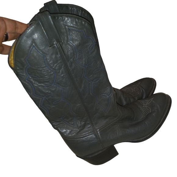 Tony Lama Vtg Wingtip leather Cowboy Boots Mens 8.5EE - Picture 10 of 16